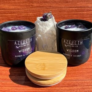 Coconut Bamboo Amethyst Crystal Candle | Wisdom Ceramic Coconut Blend & Bamboo